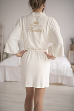 Szlafroki Ślubne z Napisami Szlafrok Ślubny dla Panny Młodej Welurowy Szlafrok dla Panny Młodej  ze Złotym Napisem Podomka z imieniem Panny młodej 0