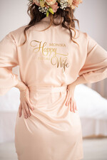 Szlafroki Ślubne z Napisami Szlafrok Ślubny dla Panny Młodej Satynowy szlafrok dla Panny Młodej Złote Napisy, pomysł na prezent dla Panny Młodej Szlafroki z Napisami0