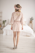 Szlafroki Ślubne z Napisami Szlafrok Ślubny dla Panny Młodej Welurowy Szlafrok dla Panny Młodej Złote Napisy, Welurowy Szlafrok Ślubny z Imieniem Panny Młodej3