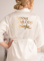 Szlafroki Ślubne z Napisami Szlafrok Ślubny dla Panny Młodej  Satynowy Szlafrok Ślubny z Imieniem Panny Młodej, Satynowa podomka Ślubna złote napisy z imieniem0