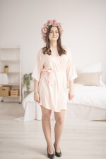 Szlafroki Ślubne z Napisami Szlafroki Szybka Wysyłka Szlafrok dla Panny Młodej z napisem na plecach, Satynowy Szlafrok Ślubny z Napisem2