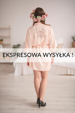 Szlafroki Ślubne z Napisami Szlafroki Szybka Wysyłka Szlafrok dla Panny Młodej z napisem na plecach, Satynowy Szlafrok Ślubny z Napisem0