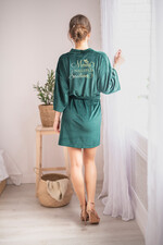 Szlafroki Ślubne z Napisami Szlafrok dla Świadkowej / Druhny / Mamy Welurowy Zielony Szlafrok z Napisem Prezent dla Świadkowej Welurowy Szlafrok z Dowolnym Napisem Prośba o świadkowanie rozmiar M1