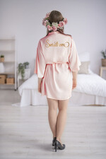 Szlafroki Ślubne z Napisami Szlafrok dla Świadkowej / Druhny / Mamy Satynowy  szlafrok złote napis Świadkowa, zadaj pytanie czy zostaniesz moją świadkowa ? szybka wysyłka 1