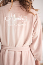 Szlafroki Ślubne z Napisami Szlafrok dla Świadkowej / Druhny / Mamy     welurowy szlafrok dla świadkowej złoty napis na plecach, prośba o świadkowanie, czy zostaniesz moją świadkową 1