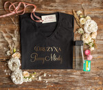 wieczór Panieński zestawy podziekowania na wieczór panieński Zestaw na wieczór Panieński  - Koszulka ze Złotym Napisem Druzyna Panny Mlodej T-Shirt Złote litery bidon i Błyszczyk do ust 0