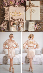 Prezenty dla świadków podziękowania dla świadkowej satynowy koronkowy szlafrok dla świadkowej Ślubne podziękowanie za świadkowanie pomysł na prezenty dla świadkowej lub druhny0