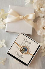 Prezenty dla świadków podziękowania dla świadkowej  Elegancki prezent dla Świadkowej, bransoletka z niezapominajką, wyjątkowy prezent na podziękowanie za świadkowanie, prezent dla świadkowej po ślubie 1