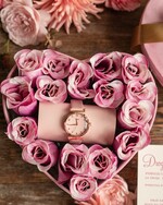 Prezenty dla świadków podziękowania dla świadkowej pudełko welurowe serce prezent podziękowanie dla świadkowej, flowerbox z zegarkiem podziękowania dla druhny1