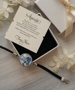 Prezenty dla świadków podziękowania dla świadkowej Podziękowanie dla świadkowej, bransoletka z niezapominajką, wyjątkowy prezent dla świadkowej, prezent dla świadkowej po ślubie0