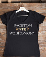 Prezenty dla Panny Młodej  Koszulka na Wieczór panieński  Presonalizowana Koszulka z Napisem na Wieczór Panieński T-shirt Złoty Napis Facetom Wstęp Wzbroniony0