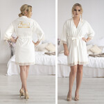 Prezenty dla Panny Młodej  Zestawy ze Szlafrokiem pomysł na prezent dla Panny Młodej Welurowy Szlafrok z Napisami   11