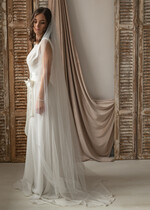 Panna Młoda  Welony długi dwuwarstwowy welon ślubny, delikatny długi welon dla panny młodej 0