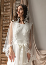 Panna Młoda  Welony welon Slubny wykończony perełkami koronką, Welon ślubny dla panny młodej koronka i perły 1