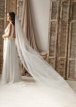 Panna Młoda  Welony długi welon ślubny, welon katedralny tiulowy, prosty minimalistyczny welon dla panny młodej6