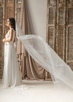 Panna Młoda  Welony długi welon ślubny, welon katedralny tiulowy, prosty minimalistyczny welon dla panny młodej7