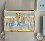 Prezenty dla Panny Młodej  podwiązki ślubne  Prezent dla Panny Młodej od Świadkowej serduszko szafirek zestaw prezentowy na panieński, cos niebieskiego podwiązka ślubna1