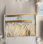 Prezenty dla Panny Młodej  podwiązki ślubne  Prezent dla Panny Młodej od Świadkowej z piórami, zestaw prezentowy na panieński, cos niebieskiego podwiązka ślubna2