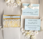 Prezenty dla Panny Młodej  podwiązki ślubne  Prezent dla Panny Młodej od Świadkowej z piórami, zestaw prezentowy na panieński, cos niebieskiego podwiązka ślubna0