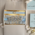 Prezenty dla Panny Młodej  podwiązki ślubne  Prezent dla Panny Młodej od Świadkowej, zestaw prezentowy na panieński zyczenia, cos niebieskiego podwiązka ślubna z krysztalami1