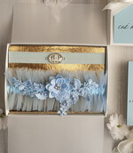 Prezenty dla Panny Młodej  podwiązki ślubne  Prezent dla Panny Młodej od Świadkowej, zestaw prezentowy na panieński, cos niebieskiego podwiązka ślubna1