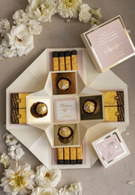 Prezenty dla świadków zestawy słodkości pudełka na prezenty Bombonierka exploding box - podziękowanie- dla świadkowej z bransoletką- czekoladki dla świadkowej - podziękowanie za świadkowanie 0