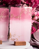 Przysięga Małżeńska  Błogosławieństwo od Rodziców Przysięga Małżeńska   akrylowe tabliczki z przysięgą małżeńską, malowane farbą w odcieniach różu, przysięga małżeńska na pamiątkę dla Pary Młodej, 4