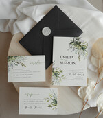 Zaproszenia ślubne Proste i Nowoczesne  proste zaproszenia ślubne, minimalistyczne zaproszenia na ślub i wesele, delikatne zaproszenia slubne, proste wzory zaproszeń ślubnych, zaproszenia z grafiką kwiatów0