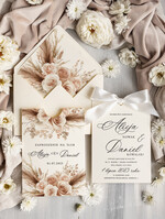 Zaproszenia ślubne Proste i Nowoczesne  nowoczesne zaproszenia na ślub w kieszonce, eleganckie zaproszenie ślubne ze wstążką, kwiatowe zaproszenia ślubne w kieszonce ze wstążką, zaproszenia na slub w jasnych kolorach1