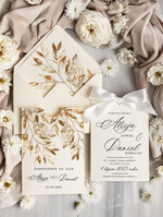 Zaproszenia ślubne Proste i Nowoczesne  oryginalne zaproszenia na ślub w kieszonce, eleganckie zaproszenie ślubne ze wstążką, kwiatowe zaproszenia ślubne w kieszonce ze wstążką0