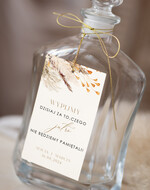 Zawieszki na butelki Nowoczesne prosta forma  etykiety na alkohol, zawieszki na alkohol z dowolną treścią, ozdobna zawieszka na wódkę weselną, etykieta na weselny alkohol, proste zawieszki ślubne0