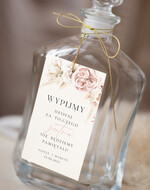 Zawieszki na butelki Nowoczesne prosta forma  Zawieszki na alkohol, proste zawieszki ślubne, nowoczesne zawieszki slubne, zawieszki na alkohol ze złotym sznurkiem, zawieszki z dowolną treścią 1