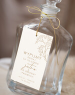 Zawieszki na butelki Nowoczesne prosta forma  etykiety na butelki weselne, zawieszki na alkohol z dowolną treścią, ozdobna zawieszka na wódkę weselną, etykieta na alkohol, delikatne proste zawieszki na alkohol1