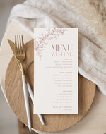 Menu Nowoczesne prosta forma  karta dań na wesele, proste menu weselne w kolorze ecru, karta dań weselnych, menu weselne, plan podawania posiłków, menu dopasowane do zaproszeń1