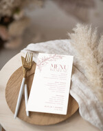 Menu Nowoczesne prosta forma  karta dań na wesele, proste menu weselne w kolorze ecru, karta dań weselnych, menu weselne, plan podawania posiłków, menu dopasowane do zaproszeń2