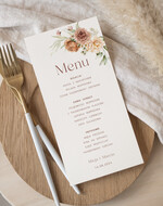 Menu Nowoczesne prosta forma  plan podawania posiłków na weselu, eleganckie menu na stoły weselne, karta dań na wesele, proste menu weselne w kolorze ecru, karta dań weselnych, menu weselne1