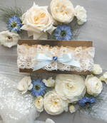 Prezenty dla Panny Młodej  zestawy z koszulką na noc poślubną Prezent na wieczór Panieński - komplet na noc poslubną box prezentowy z podwiązką coś niebieskiego 2