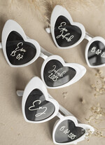 Panna Młoda  okulary ślubne okulary ślubne z napisami, białe okulary serduszka dla panny młodej, okulary w kształcie serca z napisami, śmieszne okulary na ślub 3