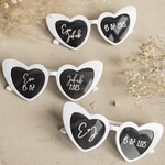 Panna Młoda  okulary ślubne okulary ślubne z napisami, białe okulary serduszka dla panny młodej, okulary w kształcie serca z napisami, śmieszne okulary na ślub 5
