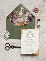 Zaproszenia ślubne Wydzierane Brzegi Zaproszenia ślubne z płatkami złota, delikatne zaproszenia na ślub ze złotem, zaproszenie glamour z jedwabną wstążką, eleganckie rustykalne zaproszenia slubne4