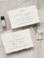 Zaproszenia ślubne Wydzierane Brzegi Zaproszenia ślubne z płatkami złota, delikatne zaproszenia na ślub ze złotem, zaproszenie glamour z jedwabną wstążką, eleganckie rustykalne zaproszenia slubne6