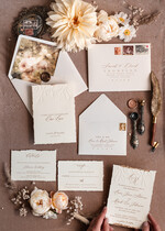 Zaproszenia ślubne Wydzierane Brzegi Zaproszenia ślubne z płatkami złota, delikatne zaproszenia na ślub ze złotem, zaproszenie glamour ze zlotym sznurkiem złote zaproszenia na ślub, 10