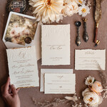 Zaproszenia ślubne Wydzierane Brzegi Zaproszenia ślubne z płatkami złota, delikatne zaproszenia na ślub ze złotem, zaproszenie glamour ze zlotym sznurkiem złote zaproszenia na ślub, 4