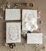 Zaproszenia ślubne Wydzierane Brzegi Zaproszenia ślubne z płatkami złota, delikatne zaproszenia na ślub ze złotem, zaproszenie glamour z jedwabną wstążką, zaproszenia slubne rustykalne3