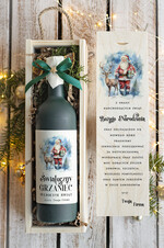 Prezenty oferta dla Firm GRZANIEC Grzaniec ze świąteczną etykietą w drewnianej skrzynce z nadrukiem, firmowe świąteczne prezenty dla klientów, upominki prezenty biznesowe dla firm,0