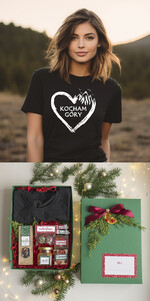 prezenty dla niej Zestawy z Koszulką  Prezent dla Miłośniczki Gór Koszulka Tshirt Kocham Góry, pomysl na prezent dla niej pod choinkę zestaw z koszulką , prezent na święta dla dziewczyny Koszulka T Shirt Damski w  Zestawie Prezentowy dla żony miłośniczki gór0