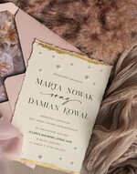 Zaproszenia ślubne z perełkami / tłoczeniem darte złocone zaproszenia ślubne z perełkami, różowe peonie zaproszenie na ślub z perełkam, rwane złocone zaproszenie na ślub cywilny perły i piwonie2