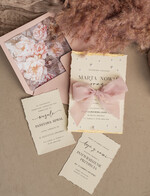 Zaproszenia ślubne z perełkami / tłoczeniem darte złocone zaproszenia ślubne z perełkami, różowe peonie zaproszenie na ślub z perełkam, rwane złocone zaproszenie na ślub cywilny perły i piwonie9