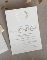 Zaproszenia ślubne z perełkami / tłoczeniem zaproszenia ślubne z perełkami, minimalistyczne zaproszenie na ślub z perełkami i kalką, rwane złocone zaproszenie na ślub cywilny perły7