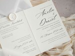 Zaproszenia ślubne z perełkami / tłoczeniem zaproszenia ślubne z perełkami, minimalistyczne zaproszenie na ślub z perełkami i kalką, rwane złocone zaproszenie na ślub cywilny perły3